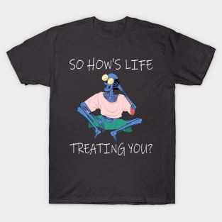 Blue Female Skeleton Hows Life T-Shirt